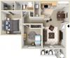 2 Bed 1 Bath Floor Plan